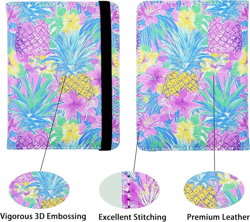 bassyil Tropical Pineapple Passport Holder for Women and Men PU Leather Passport Cover for Travel - Image 2